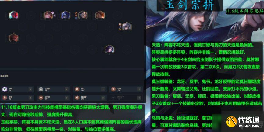 云顶之弈11.6玉剑宗拼阵容搭配攻略