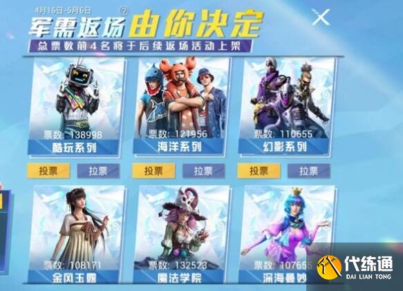 和平精英二周年返场投票皮肤汇总