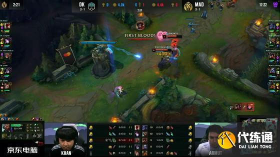 LOL-MSI:Khan盲僧七进七出搅乱战局,DK击败MAD积分追平榜首